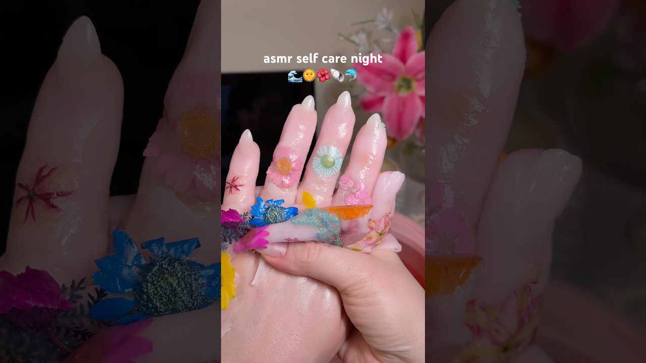 ASMR SELF CARE NIGHT 🌊🌺 #asmr #nails #pink