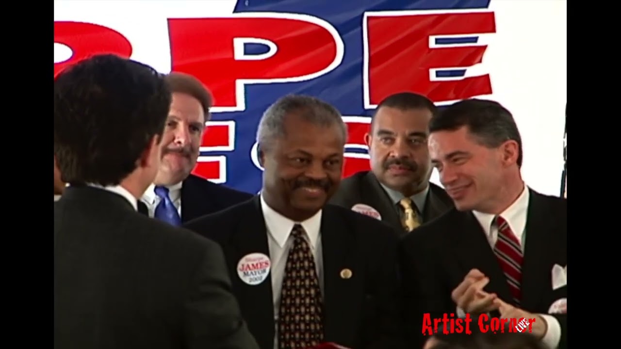 Sharp James reelection campaign with Ronald L Rice,  Donald M Payne and Governor Jim McGreevey 2002