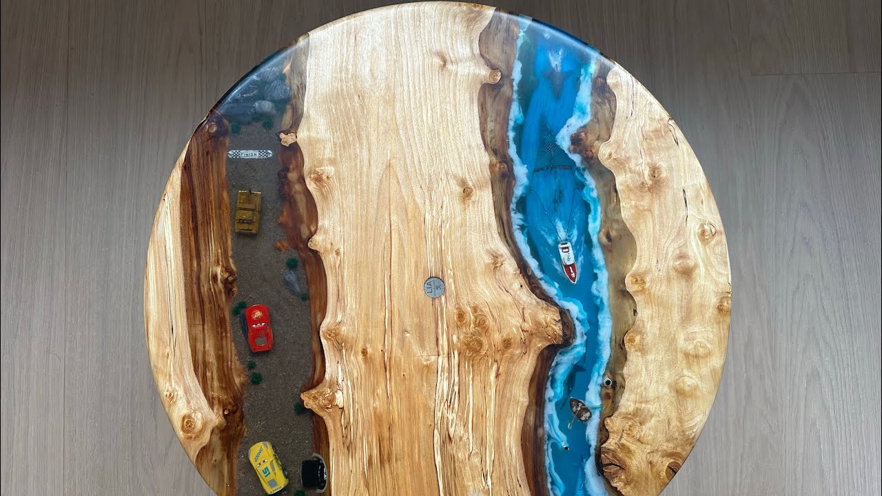 	I Built a Kids Epoxy River Table with Two Worlds (Ocean & Lightning McQueen)