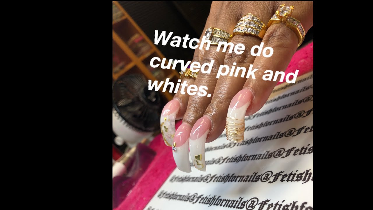 Watch me Do Curved Nails in pink and white