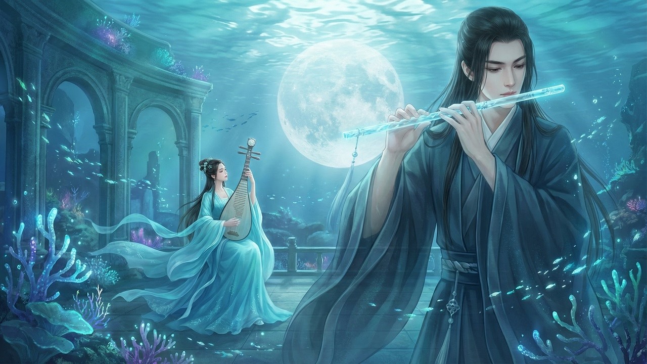 Chinese Zen Music: Bamboo Flute & Pipa | Deep Sleep, Underwater Healing & Relaxing Music