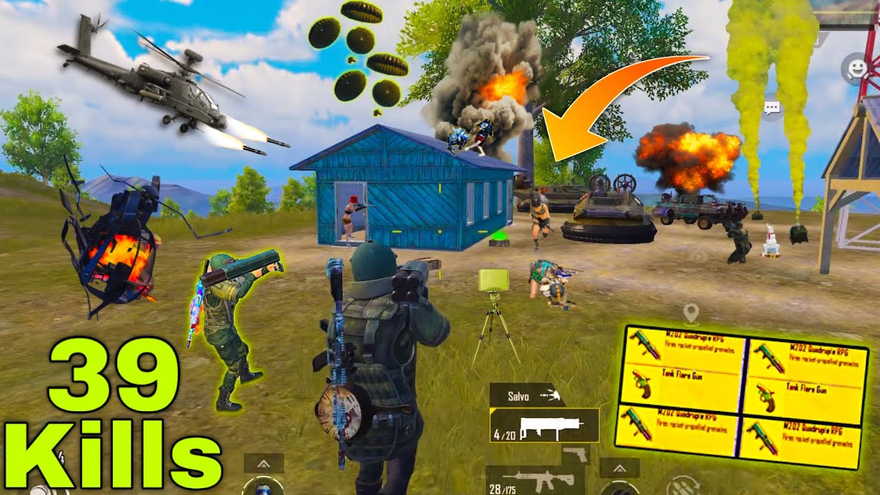 39 Kills!!🔥 with M202 vs Pro Squad vs Tank,+ Chopper,+ UAB Drone, War in Payload 3.0 || PUBG MOBILE