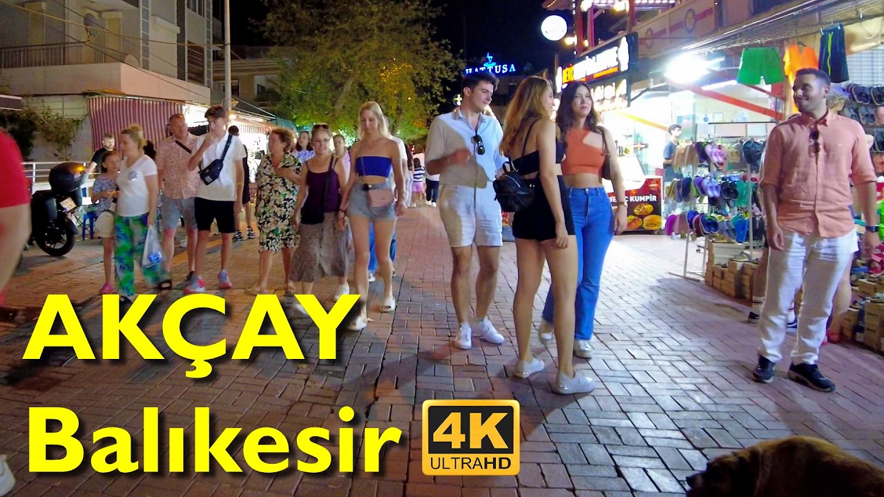 Akçay Night Walking Tour 4K UHD | Mesmerizing Evening Stroll Through Coastal Charm
