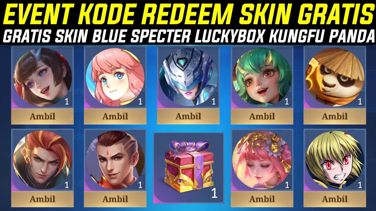 BOX SKIN LIMITED GRATIS ! BLUE SPECTER LUCKYBOX KUNGFU PANDA !! EVENT KODE REDEEM SKIN GRATIS MLBB