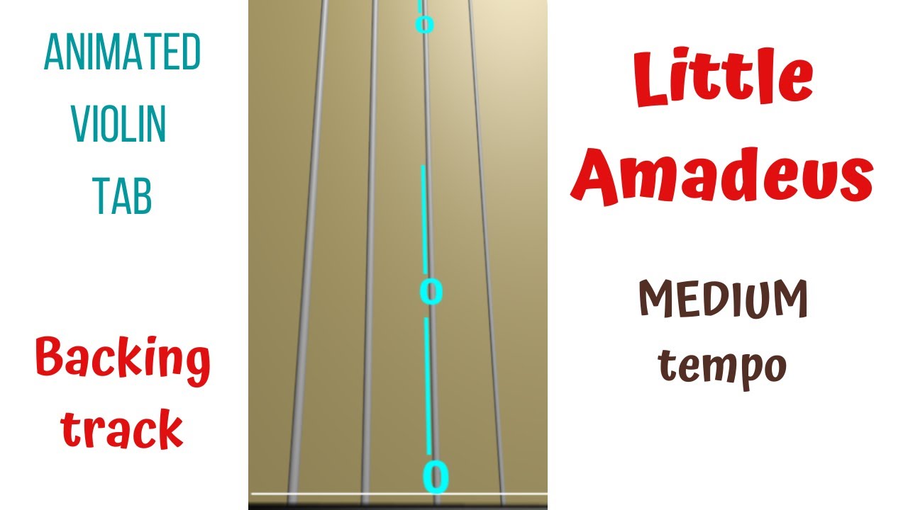 🧒LITTLE AMADEUS 🎻 Violin Theme | MEDIUM Tempo🎵 | Backing Track Violin Tutorial | Animated Violin TAB