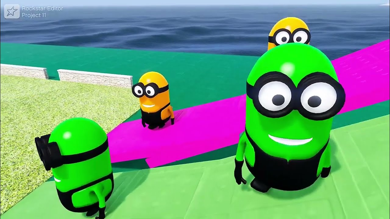 Long Slide Game With Cow Elephant Gorilla Hippopotamus Tiger - 3d Animal Game - Funny 3d Animals