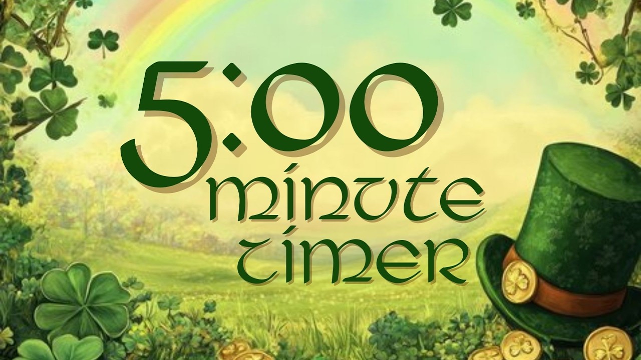 🍀🌈5 Minute Countdown Timer ⏱️ | Lucky Shamrock Rainbow Timer for Focus, Study & Classroom