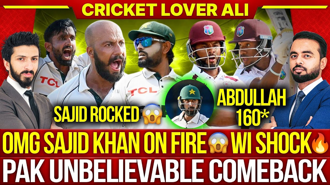 OMG Sajid Khan🔥 Destroy WI 103/6 😳| Pak Unbelievable Comeback | Pak vs WI Day 3