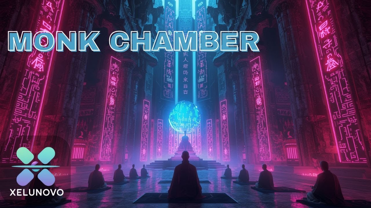 Cyberpunk Tibetan Monastery — Neon Meditation