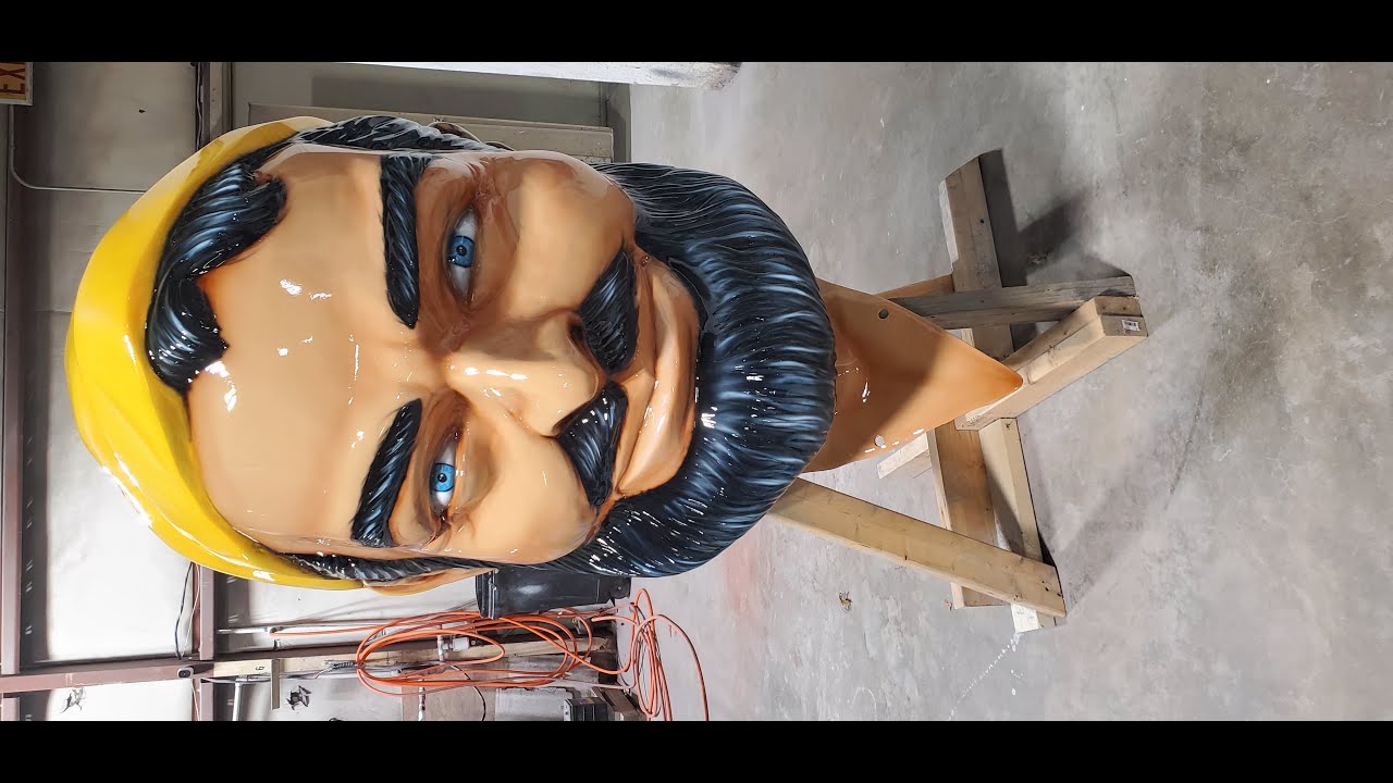 Paul Bunyan Muffler Man pants and head airbrush video