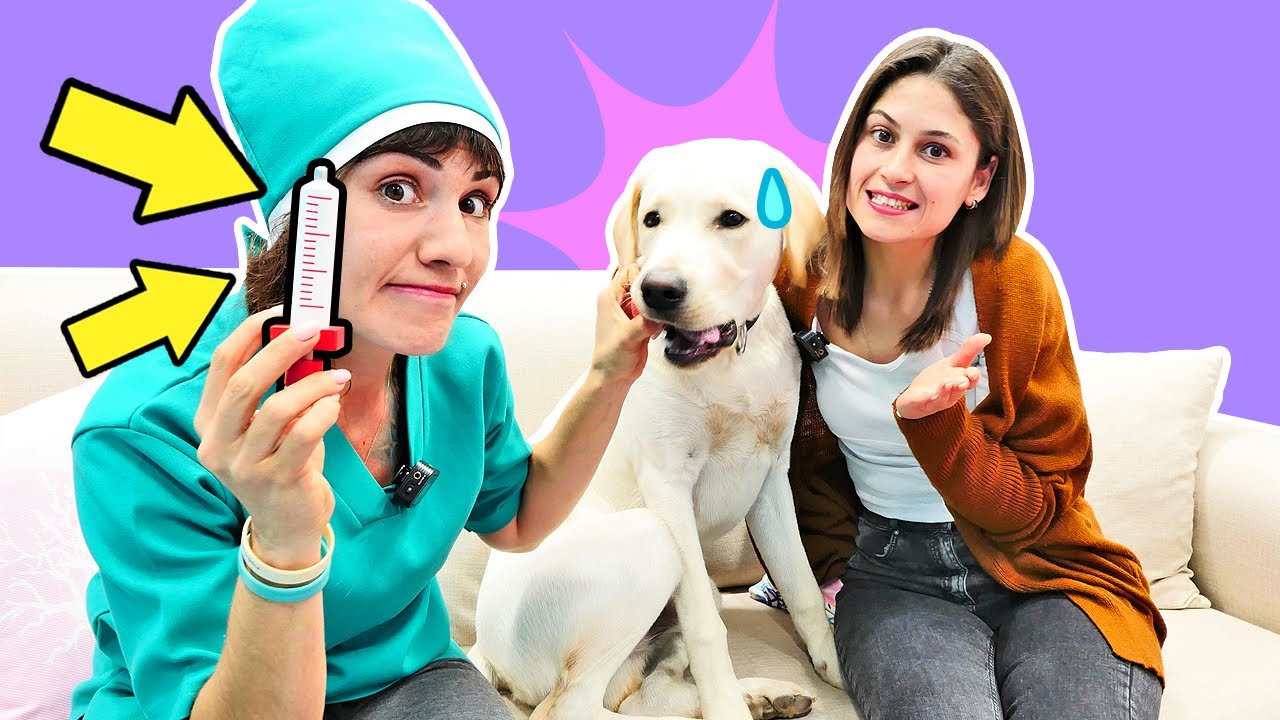 Ayşe ve Ümit ile eğitici video. Ümit Coffee'nin aşısı için geliyor. Çocuklar için doktor oyunları