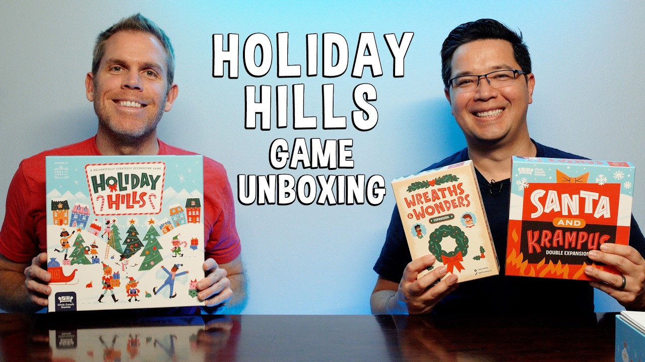 Распаковка настольной игры Holiday Hills - Christmas Decorating Board Game.