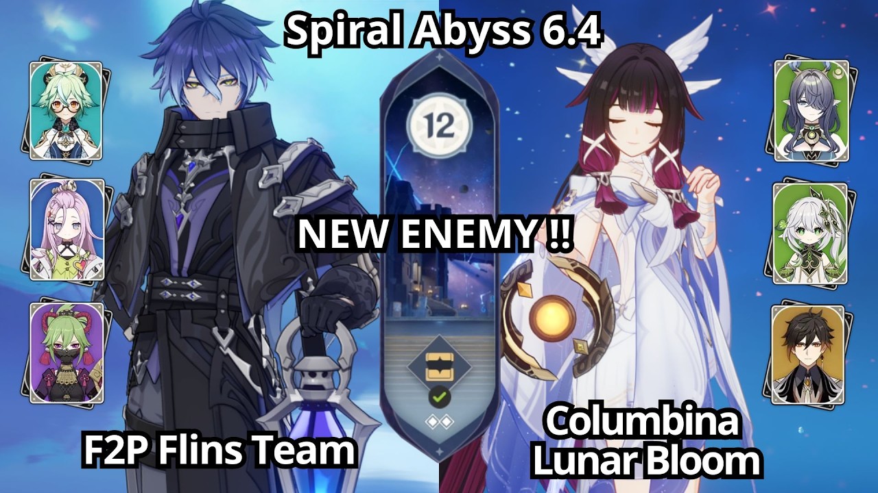 NEW !! C0 F2P Flins Team & C0 Columbina Lunar Bloom - Spiral Abyss Floor 12 Genshin Impact 6.4