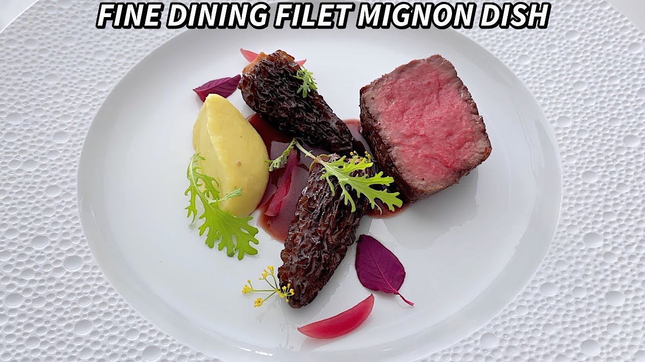 MICHELIN STAR Filet Mignon with Morel Mushrooms, Sweet Potato Puree & Red Wine Sauce - Fine Dining