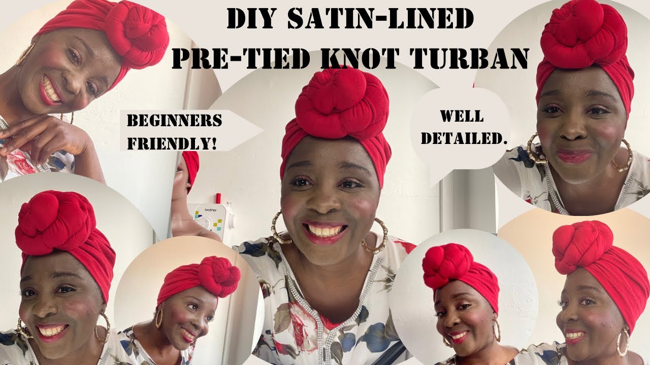 How to make pre-tied satin lined turban |T-shirt turban tutorial | knotted turban hat