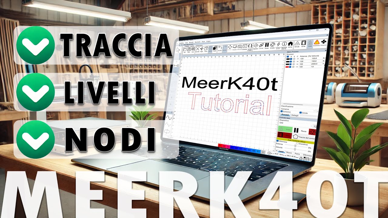 Meerk40t: Impara 3 Funzioni Fondamentali! Nodi, Livelli e Vettorializzazione