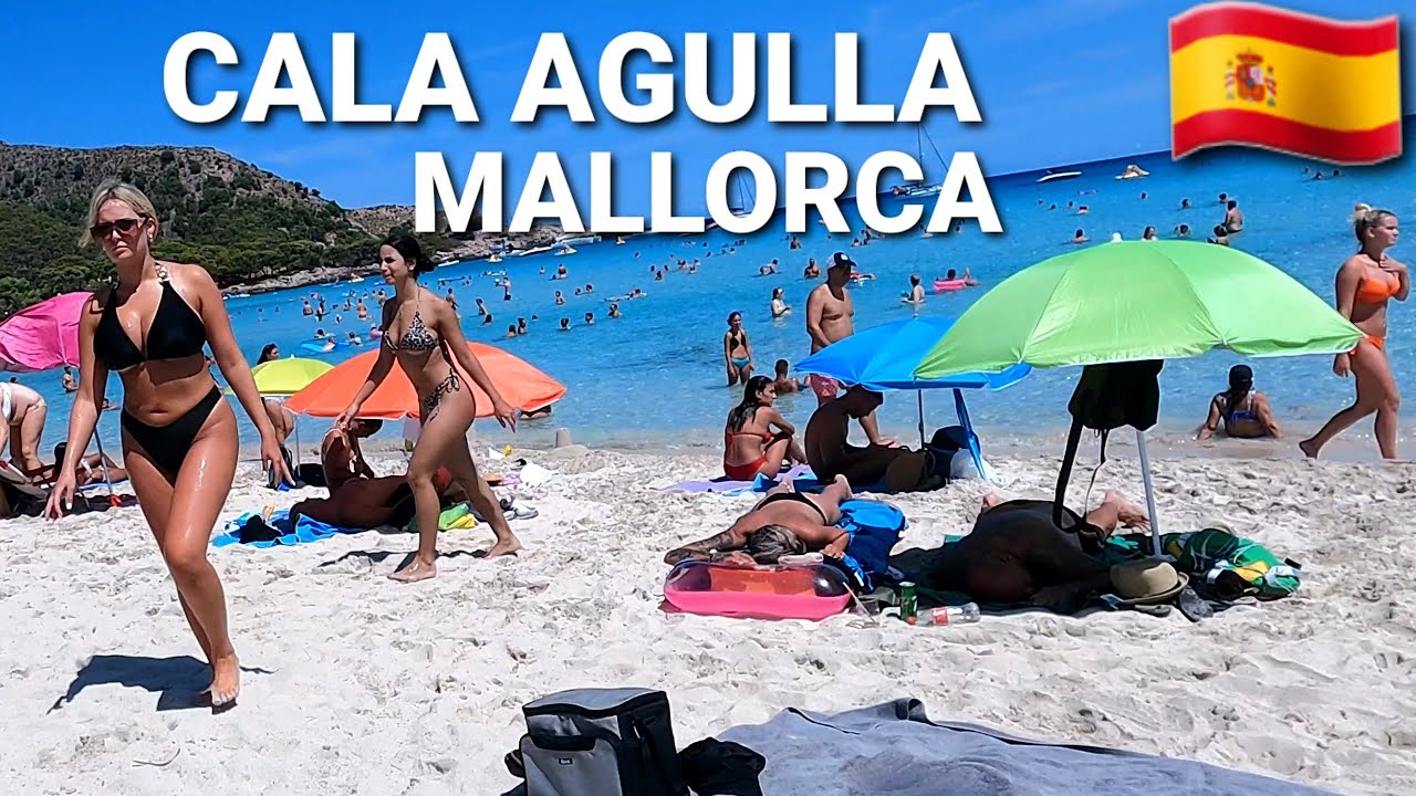 🇪🇸 Один из самых красивых и популярных пляжей Майорки 🏖 ИСПАНИЯ | Пляжная прогулка в Кала Агулья |4К