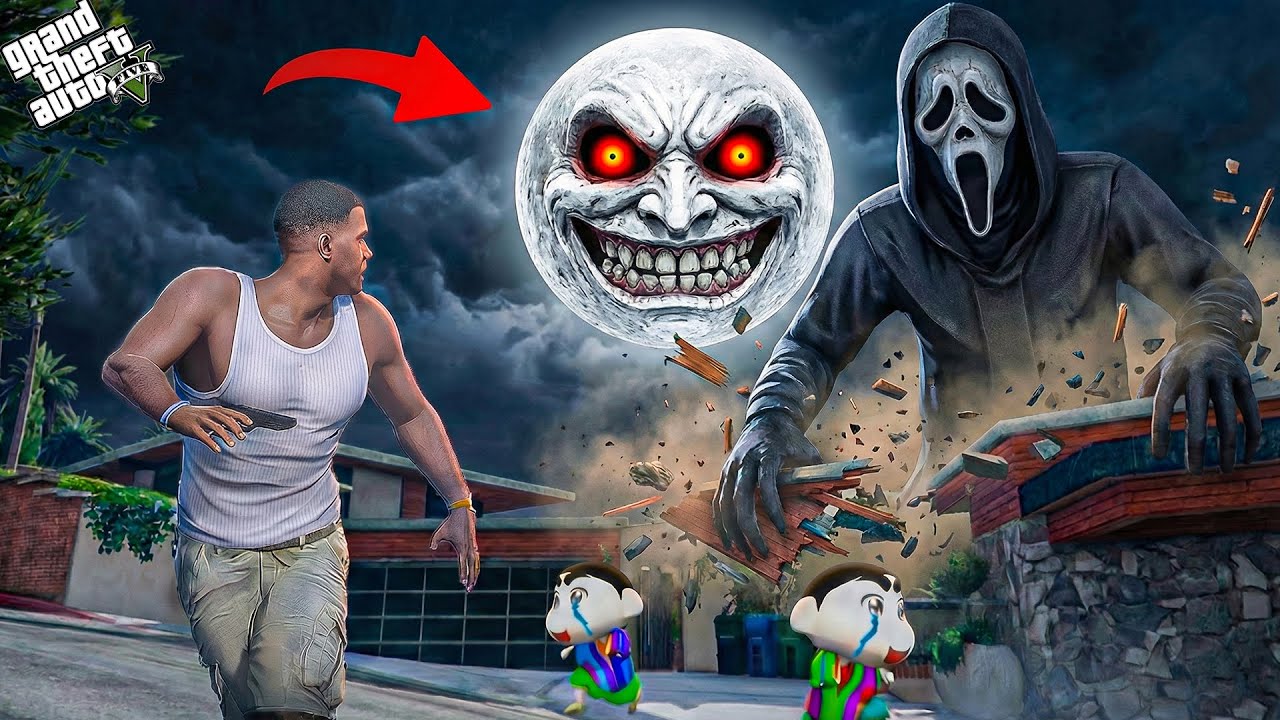 Franklin and Shinchan Attacked by Evil Moon Wakes Up in Los Santos! 😱🌕 | GTA 5