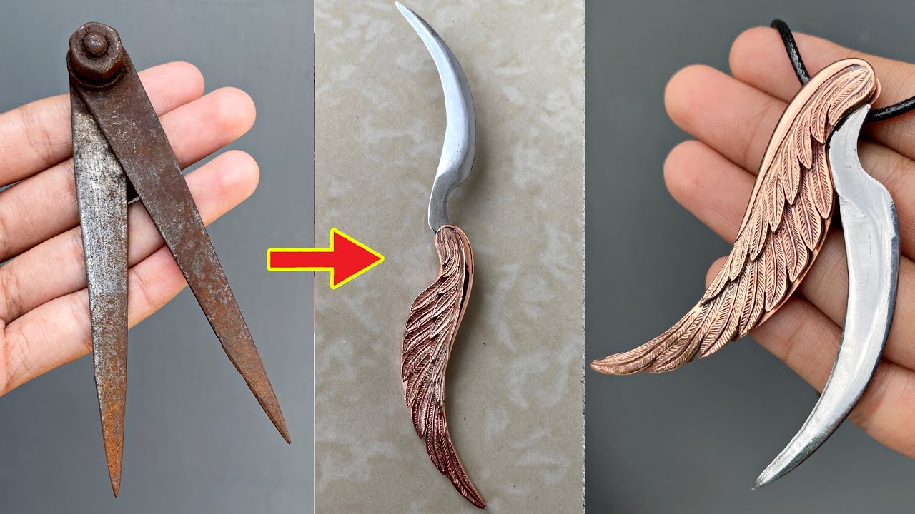i turn old compass into neck knife - making knife pendant
