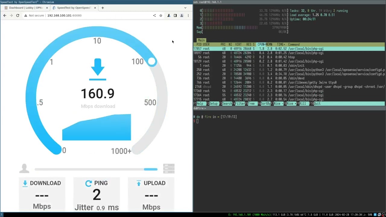 NanoPi R2S OPNsense speed test