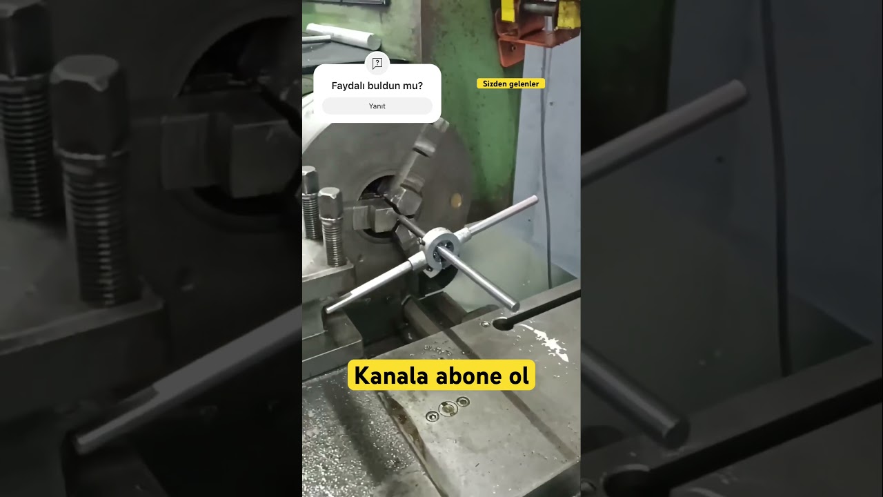 Pafta ile tornada diş &ccedil;ekme işlemi #sanayig&uuml;nl&uuml;kleri #talaşlıimalat