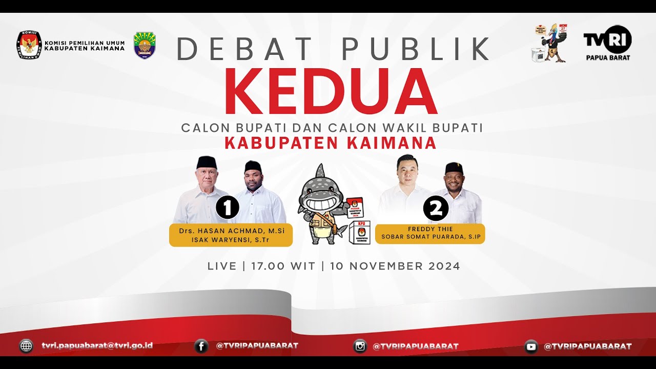 LIVE STREAM ~ DEBAT PUBLIK CALON BUPATI DAN CALON WAKIL BUPATI KABUPATEN KAIMANA TAHUN 2024