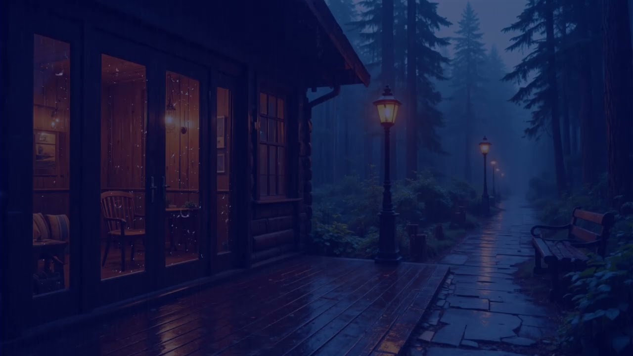 The Coziest Rain Ambience Ever ☔ Cabin Porch Night Rain (4K)