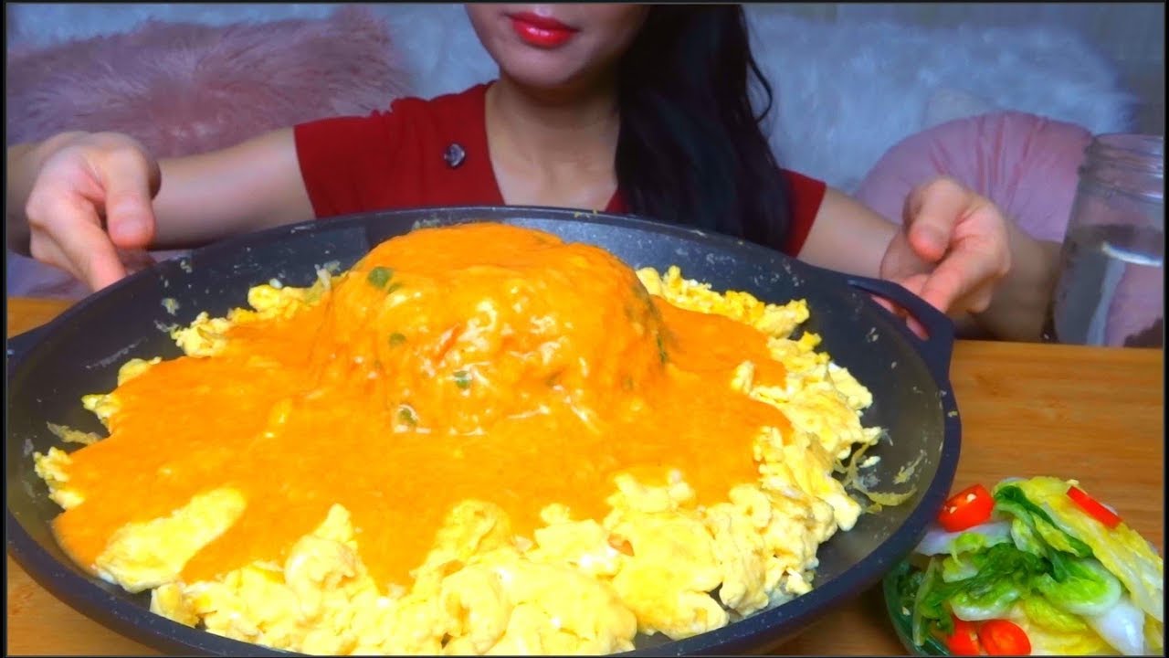 ASMR MUKBANG CHEESY EGGY FRIED RICE | EATING SOUNDS | NO TALKING