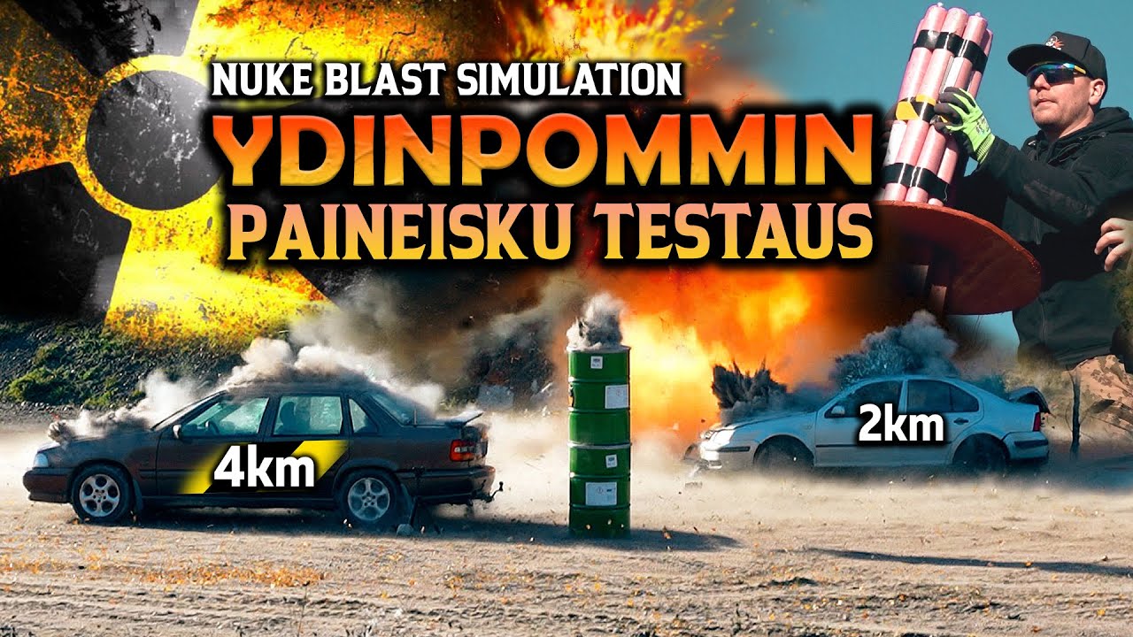 Ydinpommin paineisku testaus! Näin kovaa ydinpommin paine iskee 2km, 4km & 10km päähän.