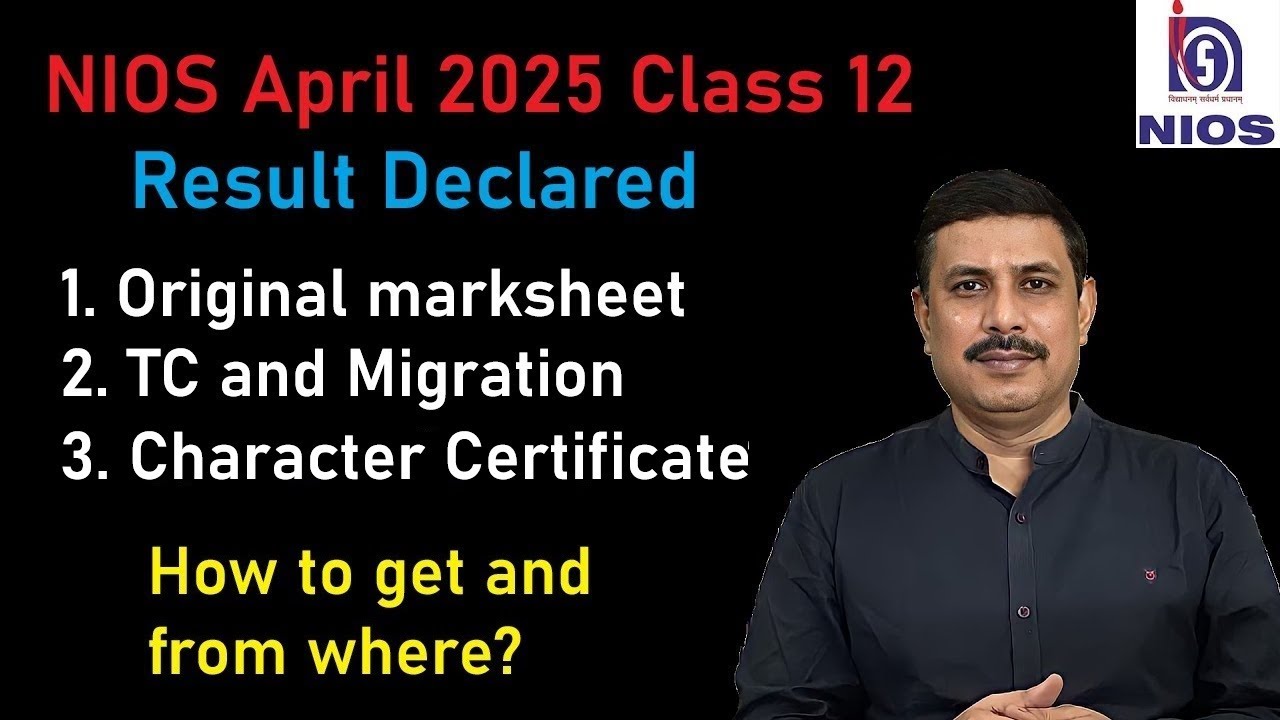 NIOS Class 12 April 2025 Result declared