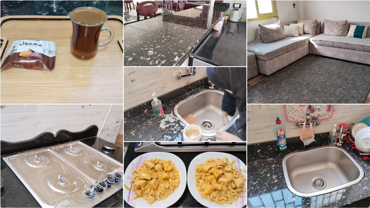 🍄روتين صباحي تشجيعي جدا🪟 تنظيف المطبخ وغدا سهل سريع لذيذ في الحر دا وشويه روقان ☕🍪