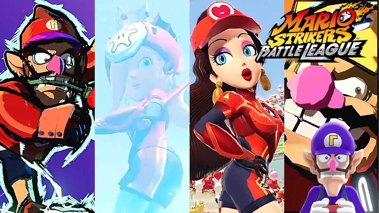 Mario Strikers Battle League Waluigi Rosalina Pauline and Wario at Planetoid CPU Hard