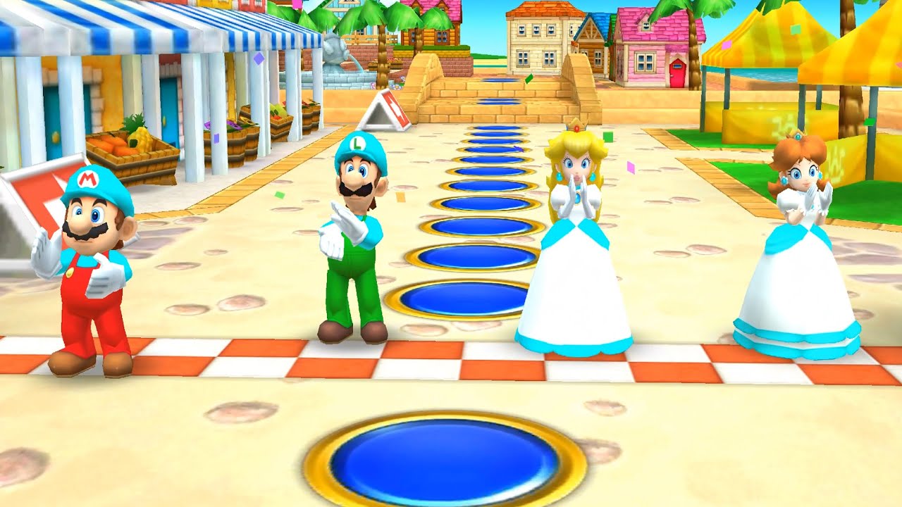 Mario Party Star Rush Coinathlon - Mario Vs Luigi Vs Peach Vs Daisy (Free Play)