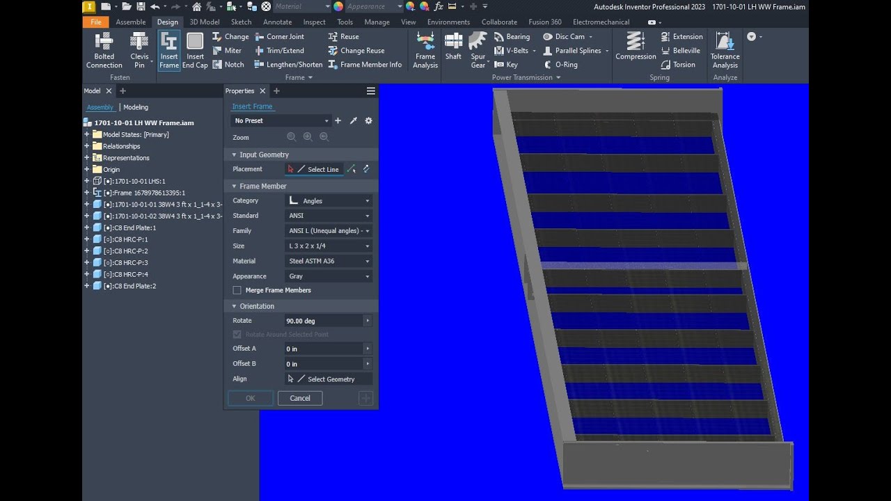 Autodesk Inventor Basic Frame Generator