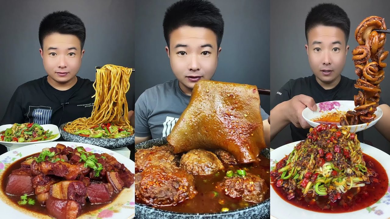 ASMR MUKBANG | SPICY BRAISED PORK BELLY |  EATING SHOW | EATING SHOW | Eat Beef Ribs 