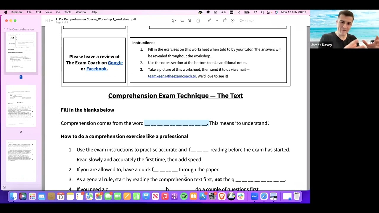 11+ Comprehension - Understanding Words
