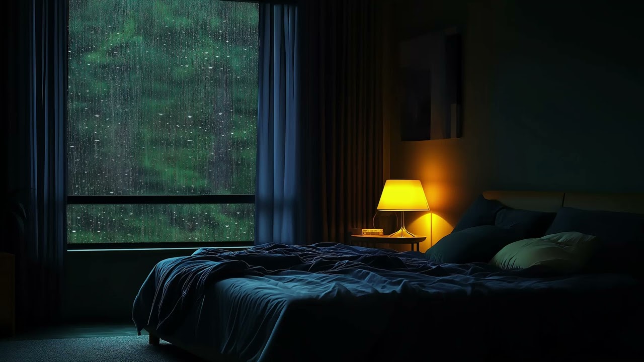 Night Window Rain Piano 🌙🌧️ | Cozy Bedroom with Soft Piano Music | 3 Hours Relax Focus Healing