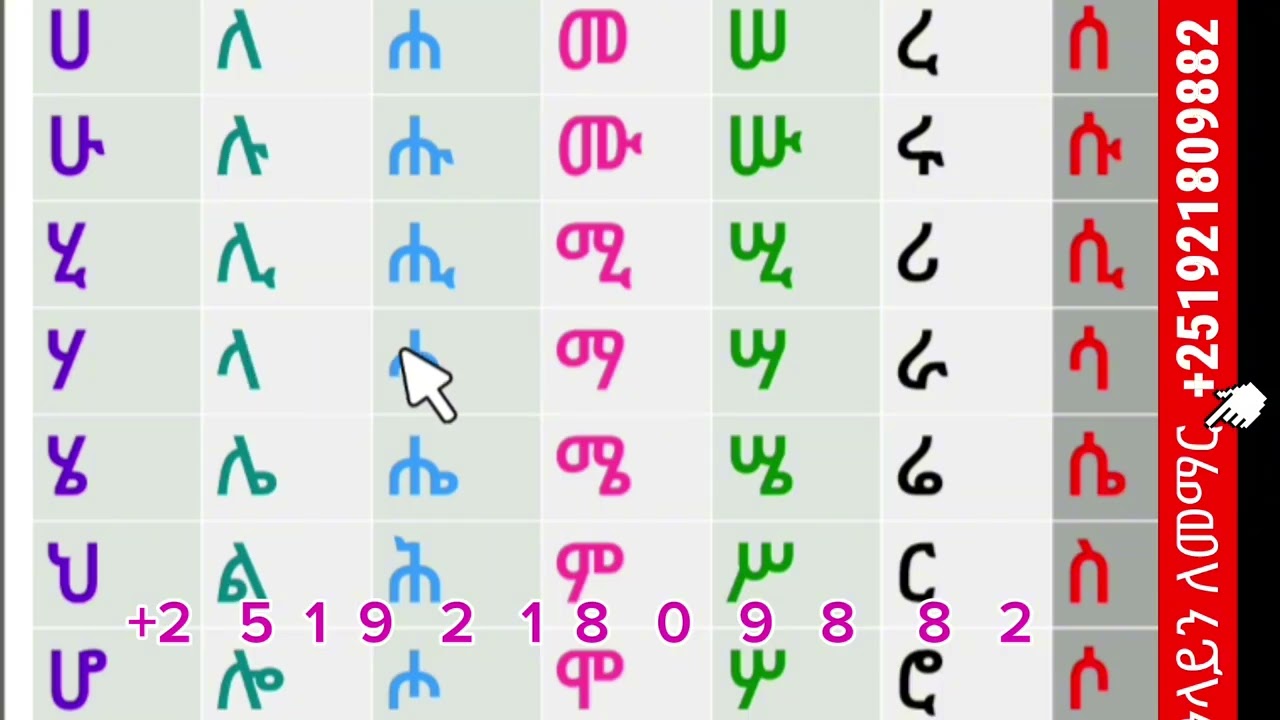 አማረኛ  ፌደላ  ንባብ   ልምምድ   Amharic  letter  reading  practice 