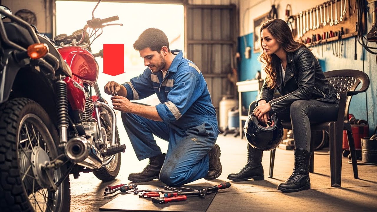 UN JOVEN MECÁNICO POBRE ARREGLA UNA MOTOCICLETA GRATIS PARA UNA MUJER, SIN SABER QUE ES UNA...