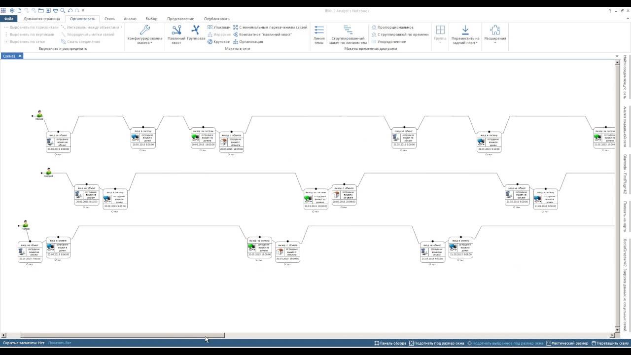 Импорт последовательности событий в IBM i2 Analyst's Notebook