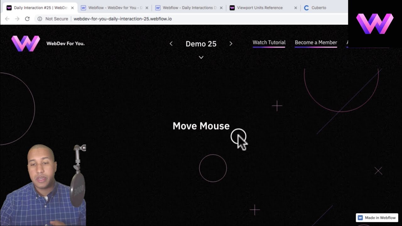 Daily Interaction #25 | Cursor Follow on Mouse Move | WebDev For You | Made in Webflow