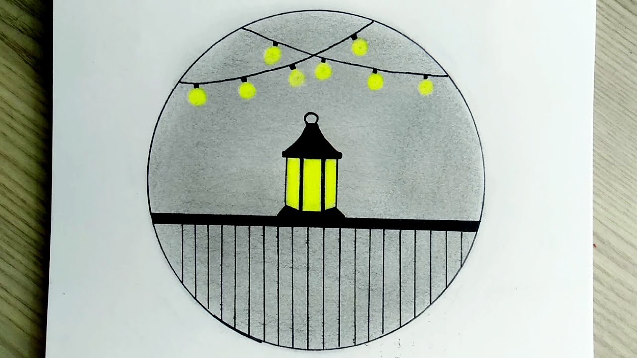 رسم رمضان | رسومات | رسم فانوس رمضان  سهل خطوه بخطوه بالرصاص للمبتدئين | رسم سهل | rsm | رسمات رمضان