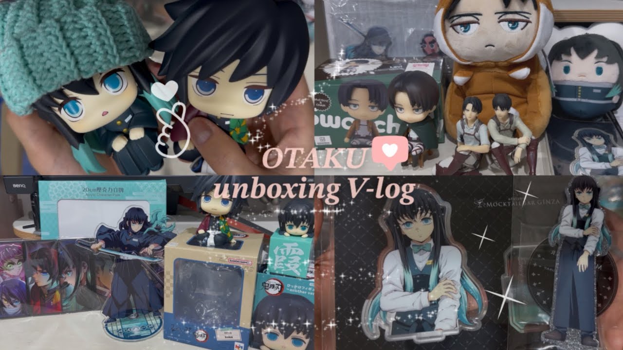 [오타쿠 택배깡 V-log #14] 저의 최애 차애입니댜˚⋆𐙚｡⋆✧˚💙 /귀멸의 칼날 /무이치로 / 기유/ 진격의 거인/ 리바이/ 에렌/ 피규어/ 브이로그/ 라쿠펀/