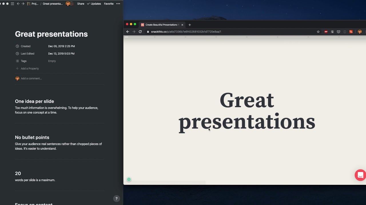 SnackThis &ndash; Turn your Notion pages into beautiful presentations.