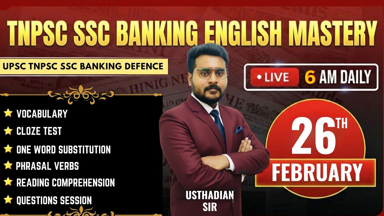 TNPSC General English | SSC & Banking | Daily Practice | 6 AM Live | USTHADIAN FEBRUARY 26 2026