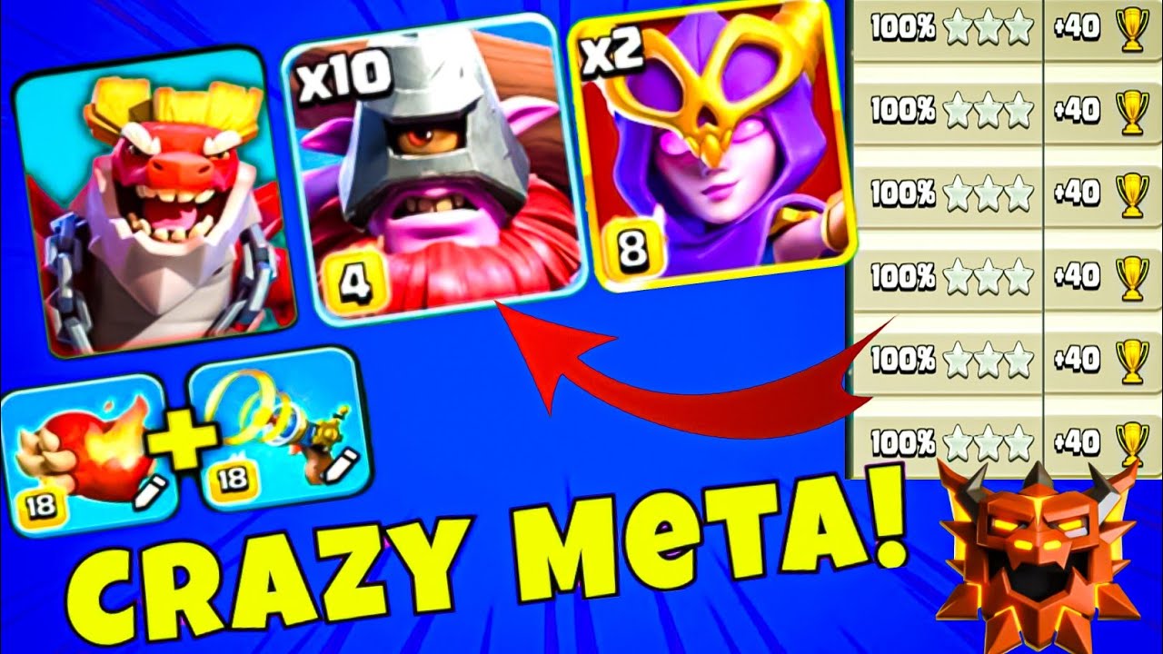 Crazy meta!!super witch➕Throwers Attack strategy!(TH18)Dragon duke Attack in clash of clans 