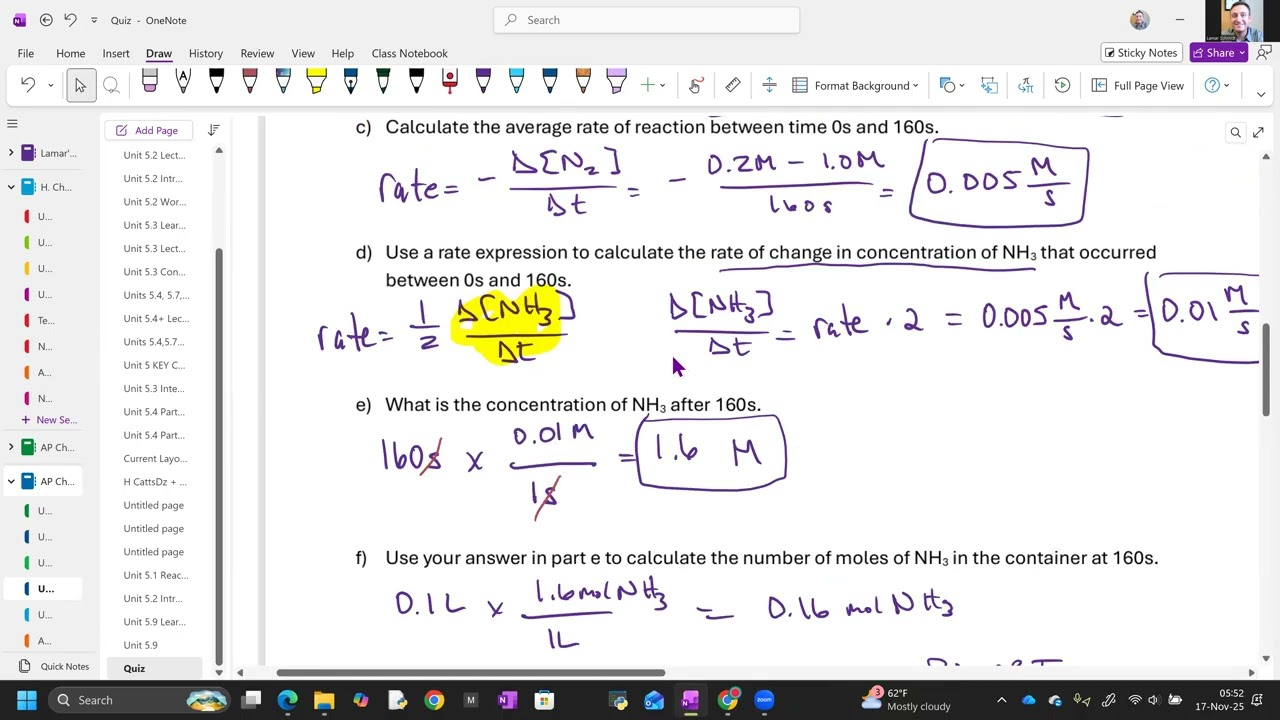 Kinetics Quiz #1