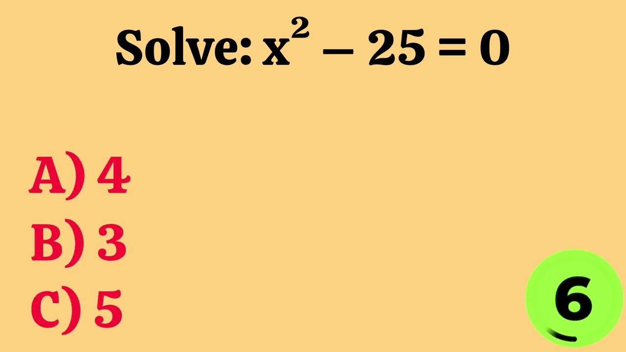 20 Math Equation Questions with Answers | Algebra MCQs Quiz Test | Solve & Learn Fast