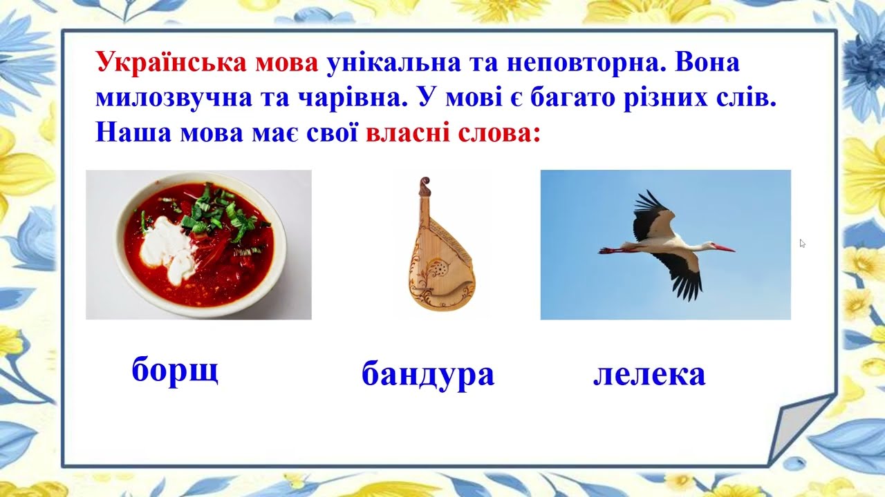 Власне українські слова та слова з інших мов
