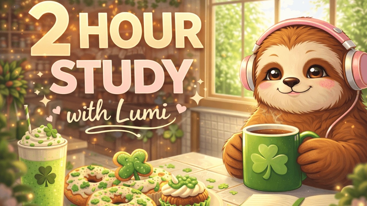 2 Hour Study with Lumi | Cozy St. Patrick’s Day Bakery | Calm Lofi Focus